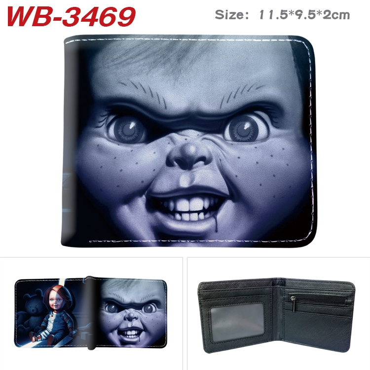 Child's play Chucky Anime color book two-fold leather wallet 11.5X9.5X2CM   WB-3469A