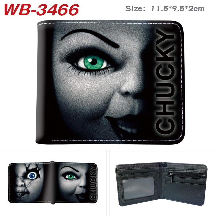 Child's play Chucky Anime color book two-fold leather wallet 11.5X9.5X2CM  WB-3466A