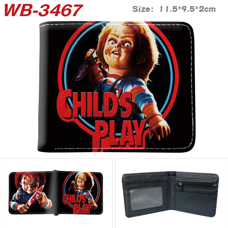 Child's play Chucky Anime color book two-fold leather wallet 11.5X9.5X2CM  WB-3467A