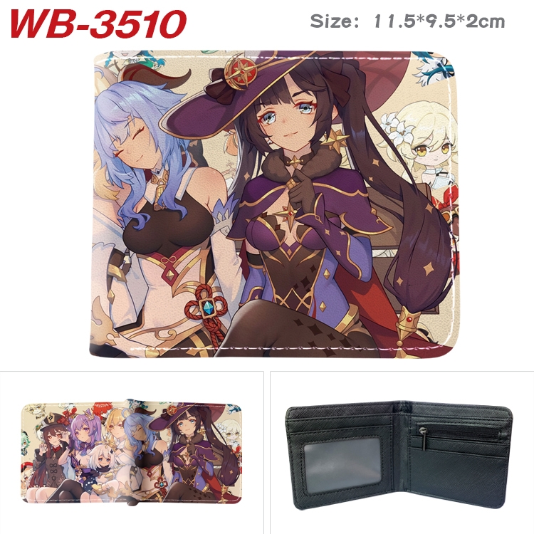 Genshin Impact Anime color book two-fold leather wallet 11.5X9.5X2CM WB-3510A