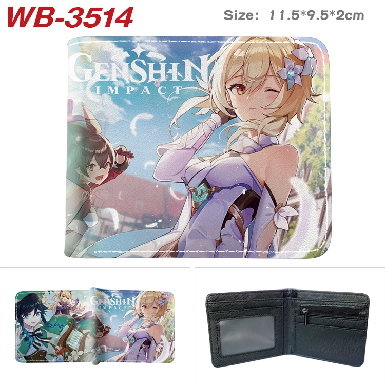 Genshin Impact Anime color book two-fold leather wallet 11.5X9.5X2CM  WB-3514A