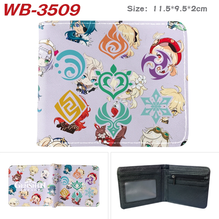 Genshin Impact Anime color book two-fold leather wallet 11.5X9.5X2CM  WB-3509A