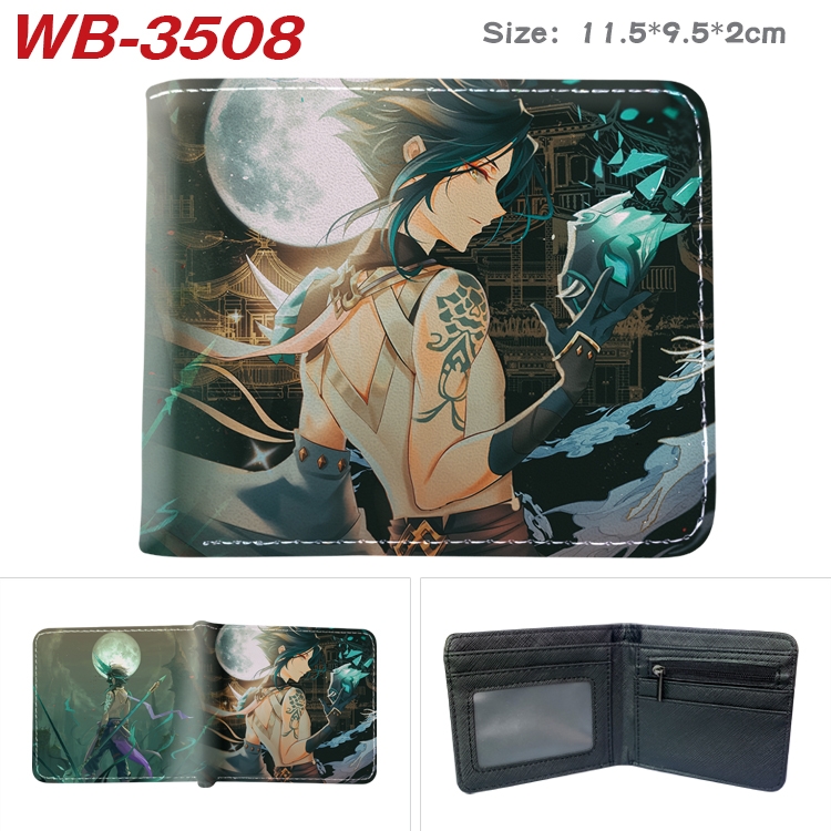 Genshin Impact Anime color book two-fold leather wallet 11.5X9.5X2CM  WB-3508A