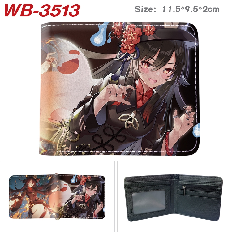 Genshin Impact Anime color book two-fold leather wallet 11.5X9.5X2CM WB-3513A
