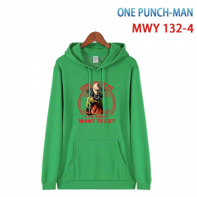 One Punch Man Cartoon hooded patch pocket cotton sweatshirt from S to 4XL  MWY-132-4