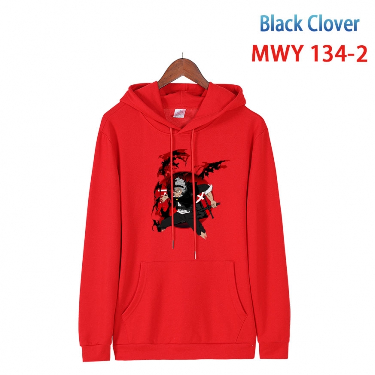 Black clover Cartoon hooded patch pocket cotton sweatshirt from S to 4XL  MWY-134-2