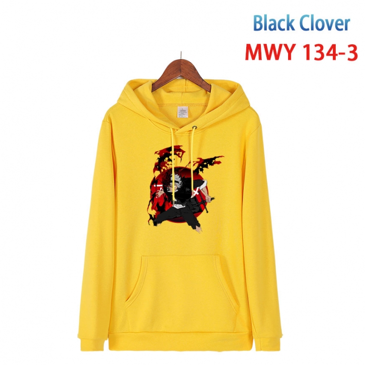 Black clover Cartoon hooded patch pocket cotton sweatshirt from S to 4XL  MWY-134-3
