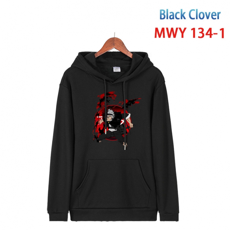 Black clover Cartoon hooded patch pocket cotton sweatshirt from S to 4XL  MWY-134-1