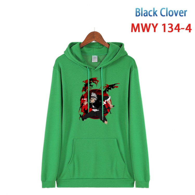 Black clover Cartoon hooded patch pocket cotton sweatshirt from S to 4XL MWY-134-4