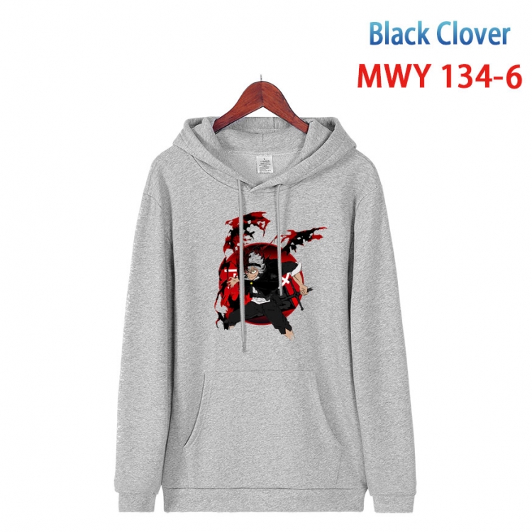 Black clover Cartoon hooded patch pocket cotton sweatshirt from S to 4XL  MWY-134-6