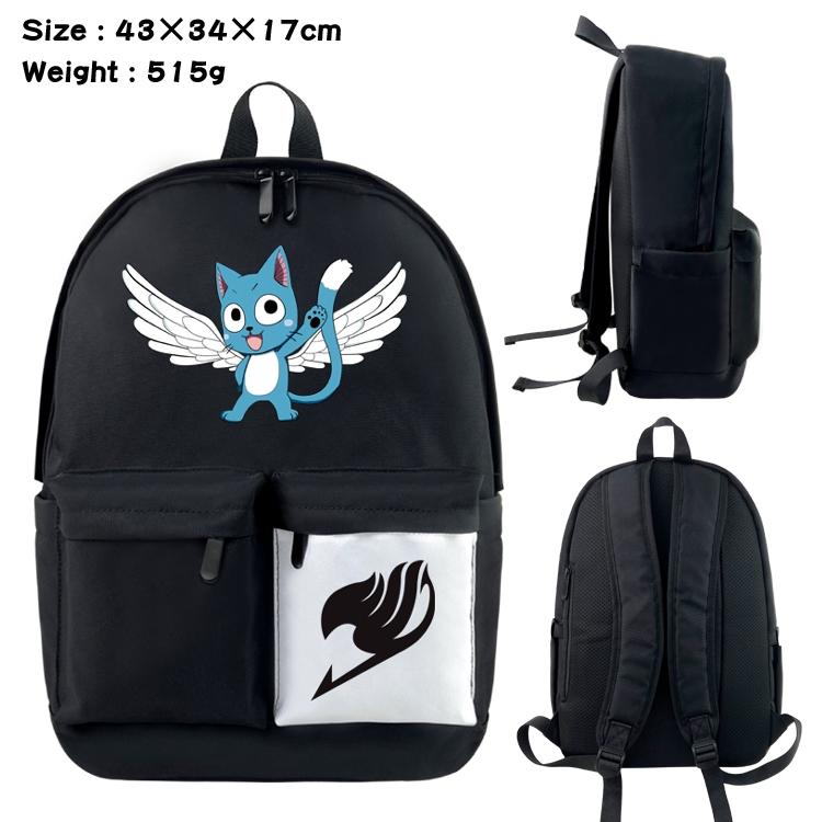 Fairy tail Anime black and white double waterproof nylon backpack 43X34X17CM