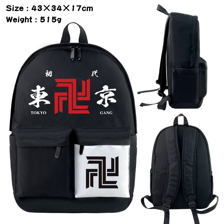 Tokyo Revengers Anime black and white double waterproof nylon backpack 43X34X17CM