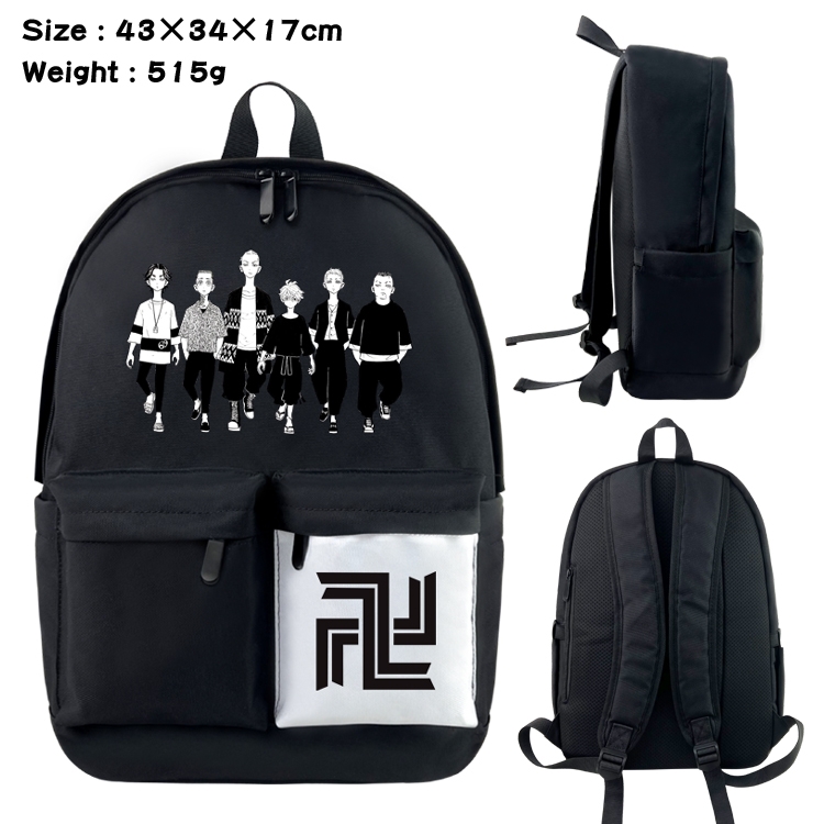 Tokyo Revengers Anime black and white double waterproof nylon backpack 43X34X17CM