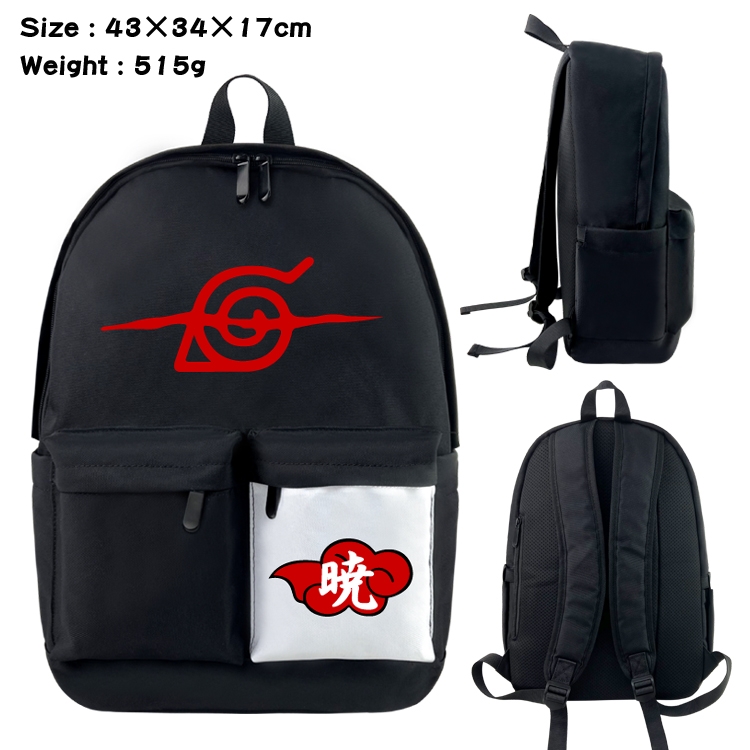 Naruto Anime black and white double waterproof nylon backpack 43X34X17CM