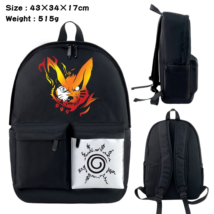 Naruto Anime black and white double waterproof nylon backpack 43X34X17CM