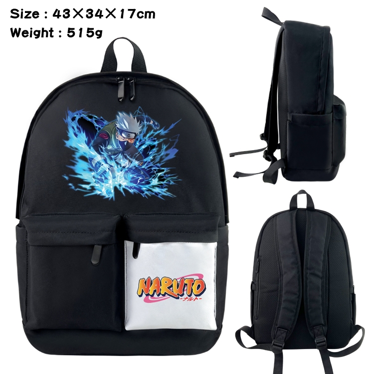 Naruto Anime black and white double waterproof nylon backpack 43X34X17CM