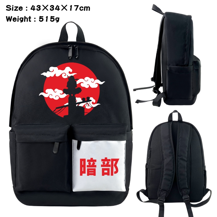 Naruto Anime black and white double waterproof nylon backpack 43X34X17CM