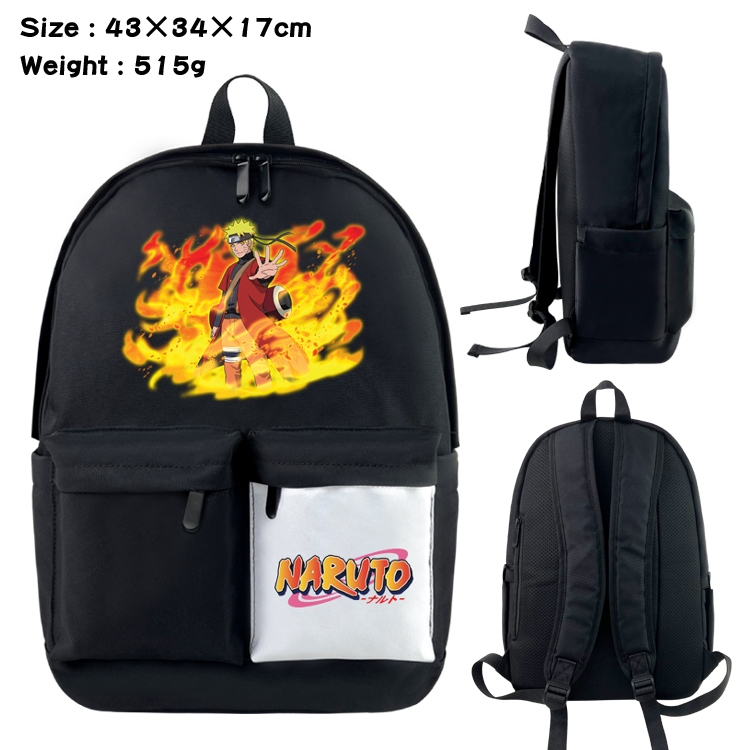 Naruto Anime black and white double waterproof nylon backpack 43X34X17CM