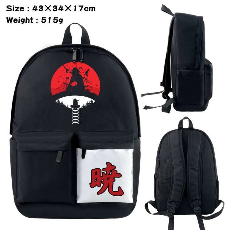 Naruto Anime black and white double waterproof nylon backpack 43X34X17CM