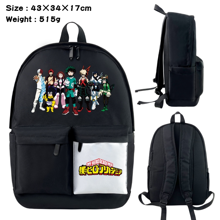 My Hero Academia Anime black and white double waterproof nylon backpack 43X34X17CM