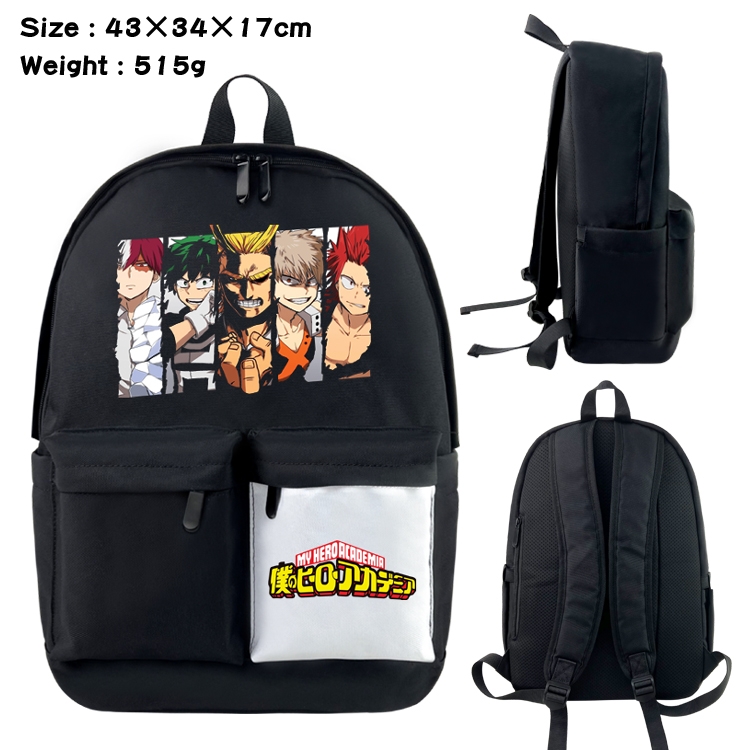 My Hero Academia Anime black and white double waterproof nylon backpack 43X34X17CM