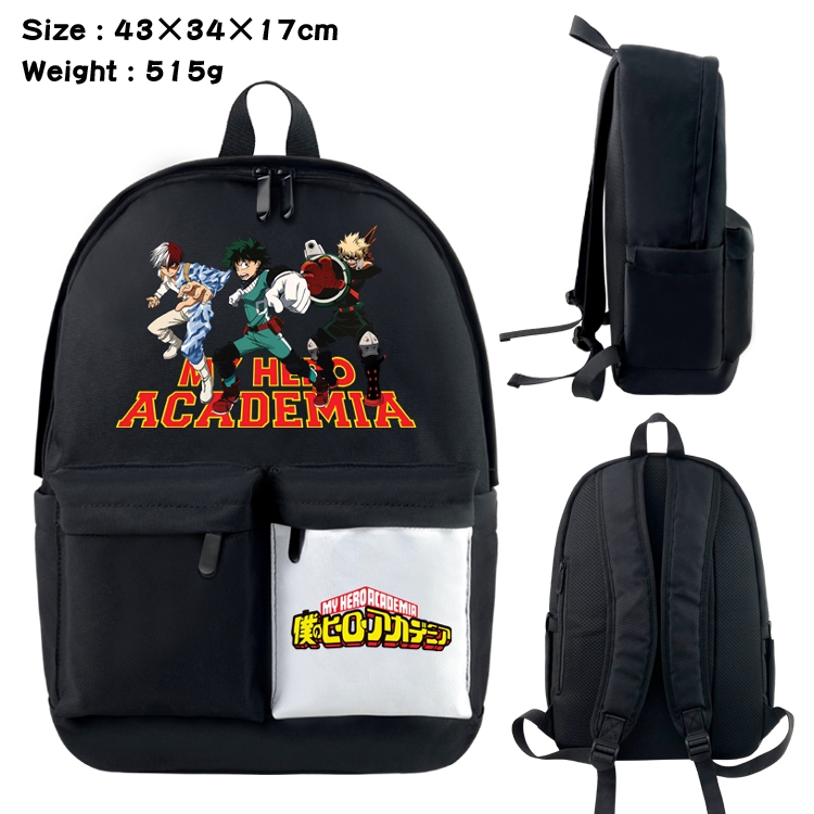 My Hero Academia Anime black and white double waterproof nylon backpack 43X34X17CM