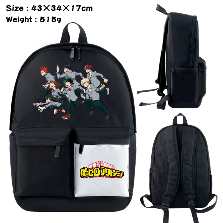 My Hero Academia Anime black and white double waterproof nylon backpack 43X34X17CM