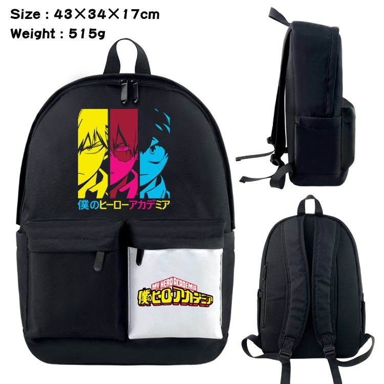 My Hero Academia Anime black and white double waterproof nylon backpack 43X34X17CM