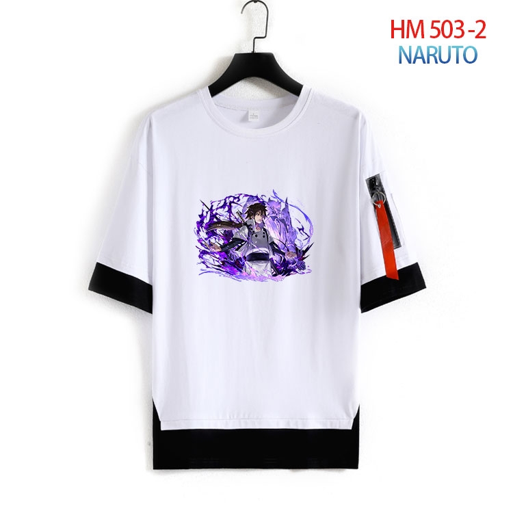 Naruto round neck fake two loose T-shirts from S to 4XL  HM 503 2