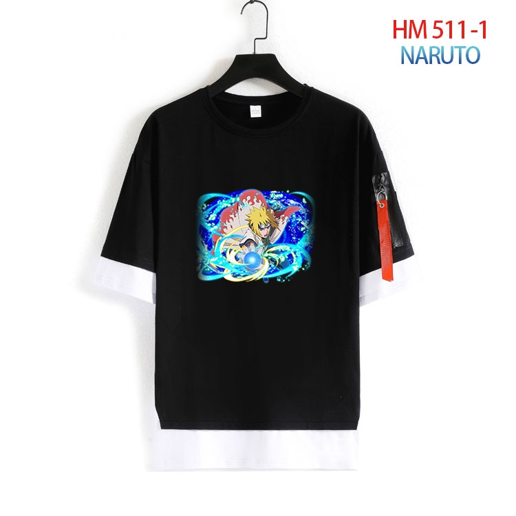 Naruto round neck fake two loose T-shirts from S to 4XL HM 511 1