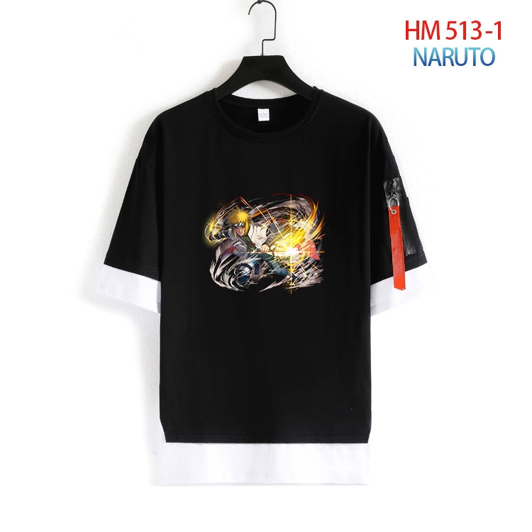 Naruto round neck fake two loose T-shirts from S to 4XL HM 513 1