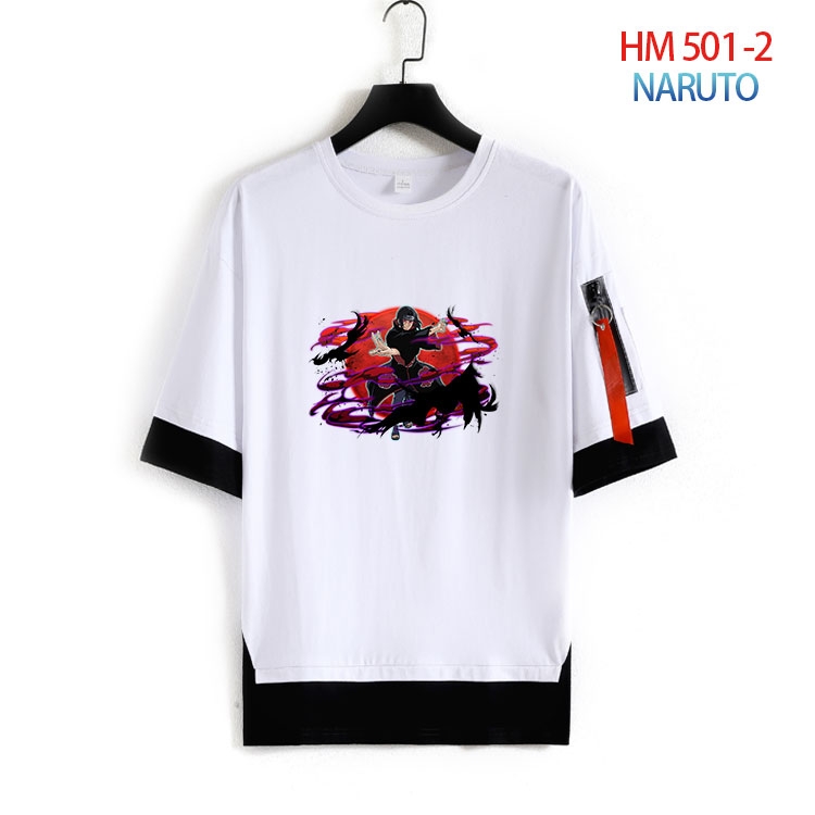 Naruto round neck fake two loose T-shirts from S to 4XL  HM 501 2