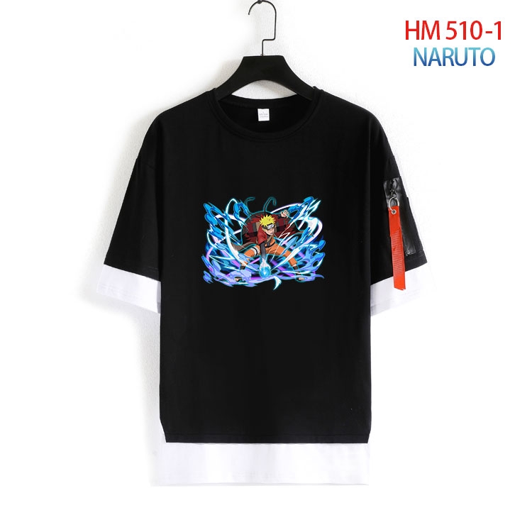 Naruto round neck fake two loose T-shirts from S to 4XL  HM 510 1
