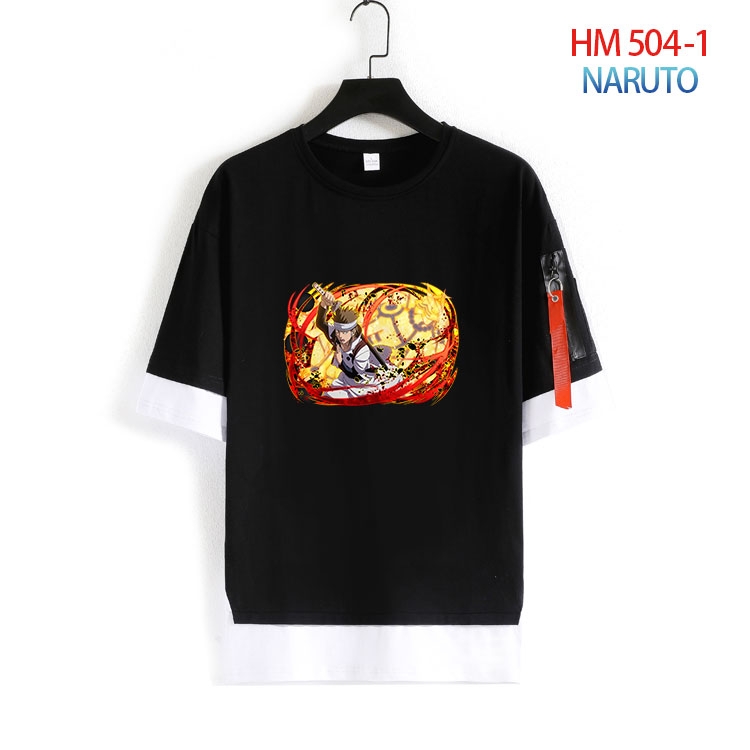 Naruto round neck fake two loose T-shirts from S to 4XL HM 504 1