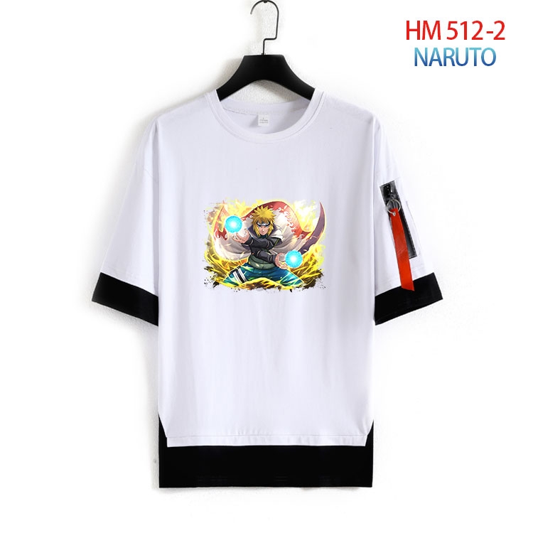 Naruto round neck fake two loose T-shirts from S to 4XL HM 512 2