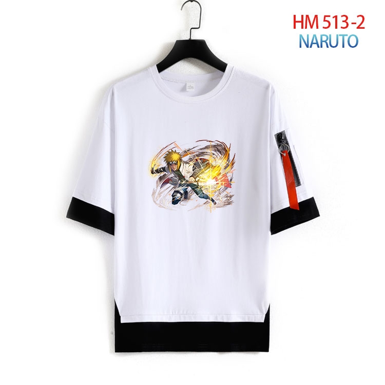 Naruto round neck fake two loose T-shirts from S to 4XL HM 513 2
