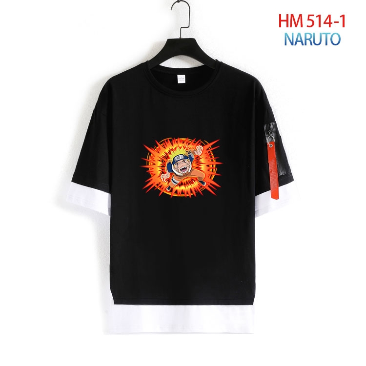 Naruto round neck fake two loose T-shirts from S to 4XL HM 514 1