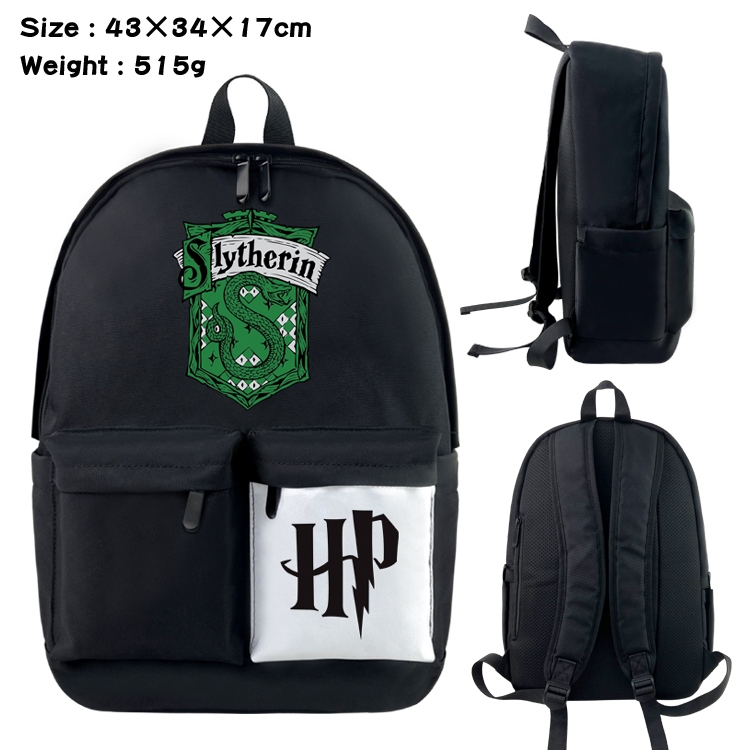 Harry Potter Anime black and white double waterproof nylon backpack 43X34X17CM