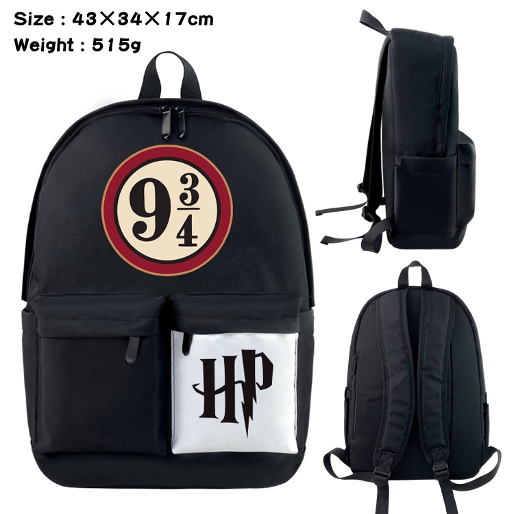 Harry Potter Anime black and white double waterproof nylon backpack 43X34X17CM