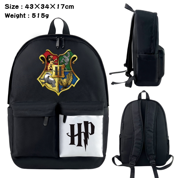 Harry Potter Anime black and white double waterproof nylon backpack 43X34X17CM