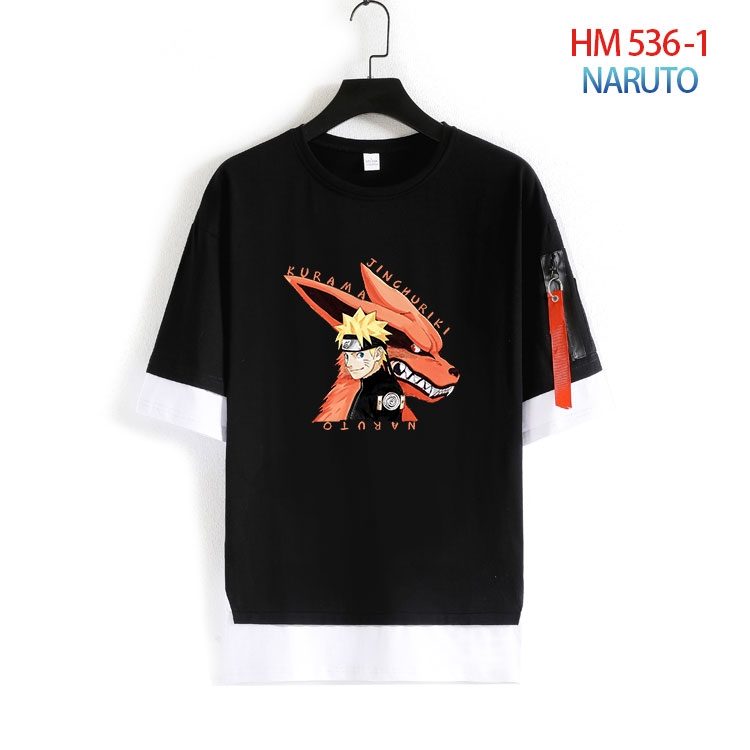 Naruto round neck fake two loose T-shirts from S to 4XL HM 536 1