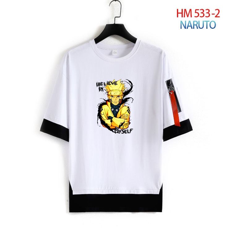 Naruto round neck fake two loose T-shirts from S to 4XL HM 533 2