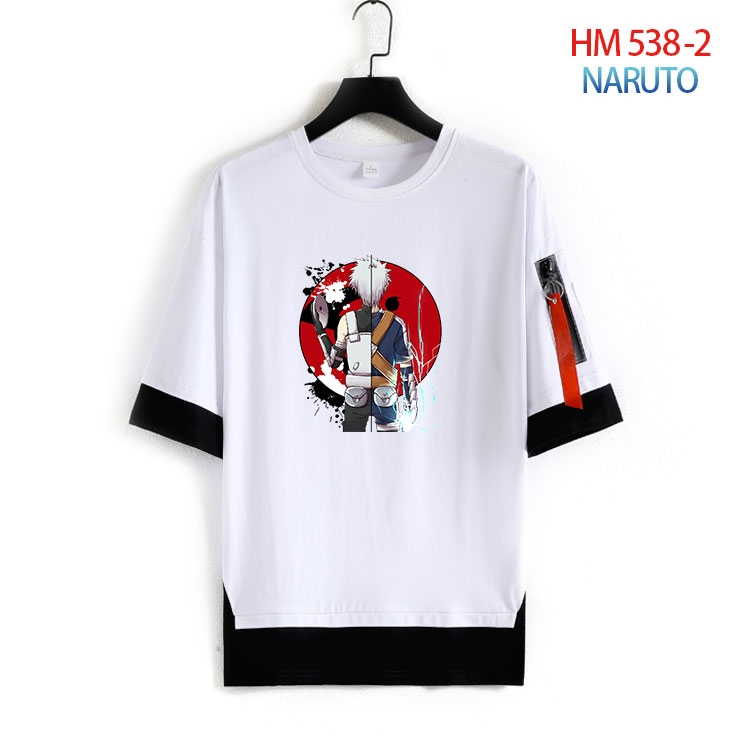 Naruto round neck fake two loose T-shirts from S to 4XL