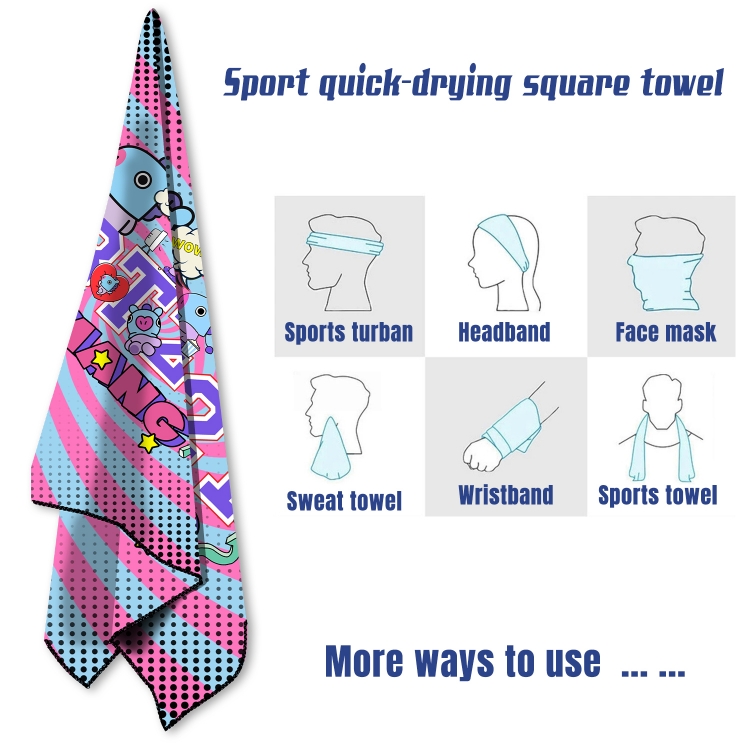 BTS  sports towel sweat-absorbent towel turban 58X58CM  price for 2 pcs