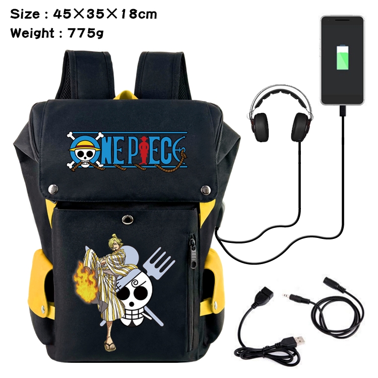 One Piece Flip Data USB Backpack Printed Student Backpack 45X35X18CM