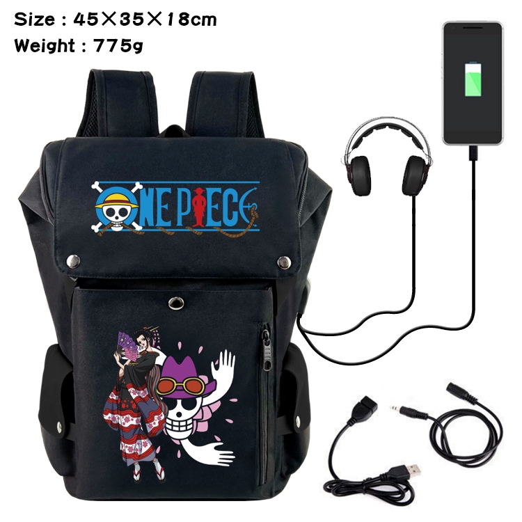 One Piece Flip Data USB Backpack Printed Student Backpack 45X35X18CM