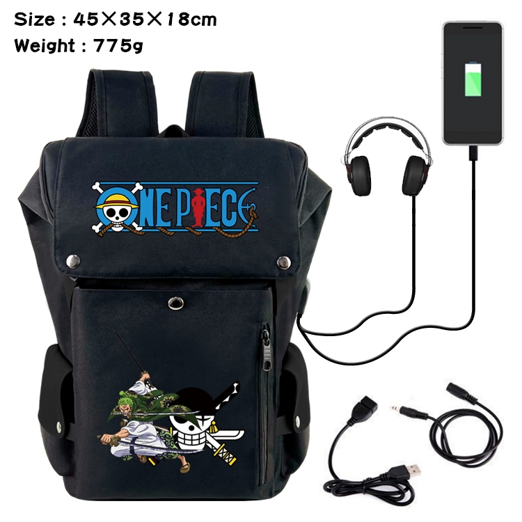 One Piece Flip Data USB Backpack Printed Student Backpack 45X35X18CM