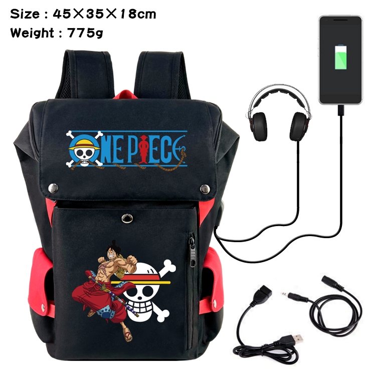 One Piece Flip Data USB Backpack Printed Student Backpack 45X35X18CM