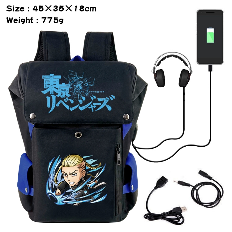 Tokyo Revengers  Flip Data USB Backpack Printed Student Backpack 45X35X18CM