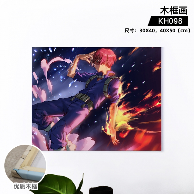 My Hero Academia Anime wooden frame painting 30X40cm support customized pictures  KH098